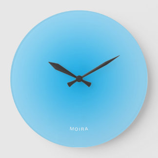 Baby Blue Azure Radial Gradient Große Wanduhr
