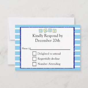 Baby Blue Baby Dusche RSVP Karte
