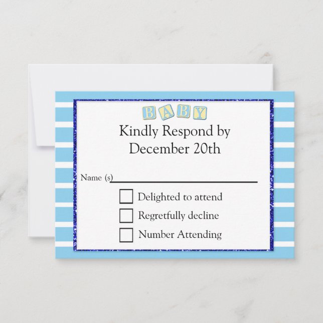 Baby Blue Baby Dusche RSVP Karte (Vorderseite)