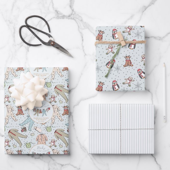 Baby Blue Baby seine kalte Außendusche Geschenkpapier Set (Vorderseite)