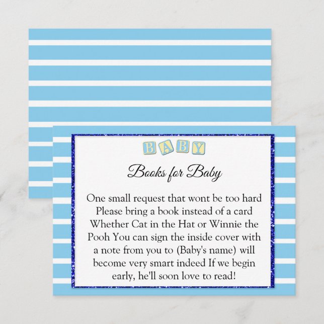 Baby Blue Babydusche Bücher für Babykarte Einladung (Vorne/Hinten)