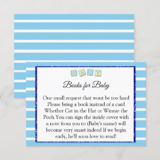 Baby Blue Babydusche Bücher für Babykarte Einladung
