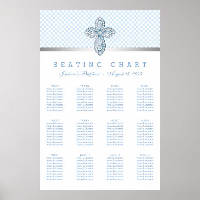 Baby Blue Baptisc Seating Chart Poster (Vorne)