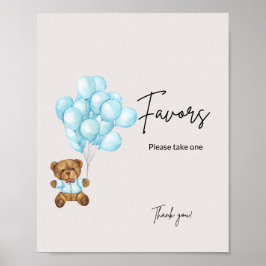 Baby Blue Bear Baby Shower Lieblings Poster