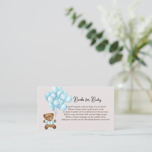 Baby Blue Bear Babydusche Bücher für Baby Platzkarte (Stehend Vorderseite)