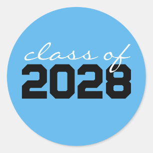 Baby Blue Black Abschluss Classic Round Stickers