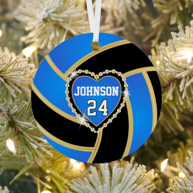 Baby Blue, Black and Gold Volleyball Ornament Aus Metall (InSitu)