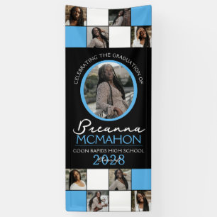 Baby Blue & Black Foto Collage Abschluss Vinyl Banner