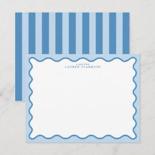 Baby Blue & Blau gewellte Rand-Notizkarte Einladung