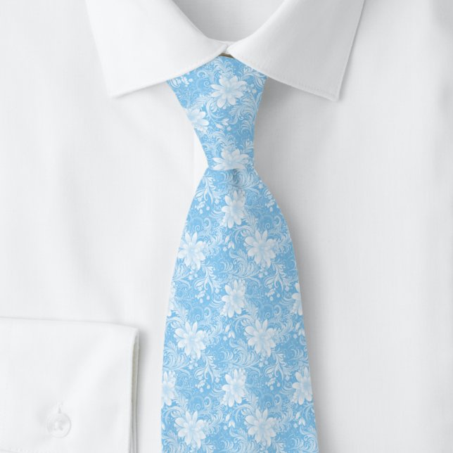 Baby Blue Blumen Batik Krawatte (Von Creator hochgeladen)