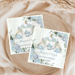 Baby Blue Blumenrosen Prinzessin-Kutsche Quinceane Serviette