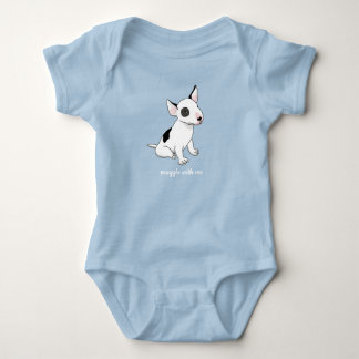 Baby Blue Body Anzug mit weißem Bullentrier Baby Strampler
