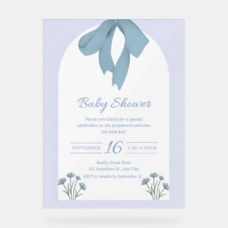 Baby Blue Bow Baby Shower Einladung Acrylschild