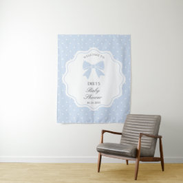 Baby Blue Bow Polka Dots Boy Baby Dusche Willkomme Wandteppich