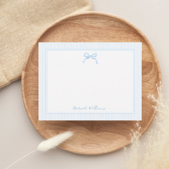 Baby Blue Bow und Streifen Border Mitteilungskarte (Von Creator hochgeladen)