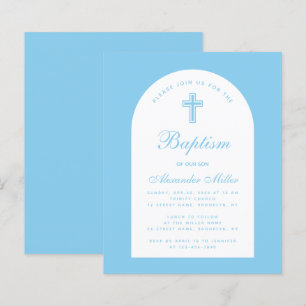 Baby Blue Boy Baptism Arch Budget Einladung