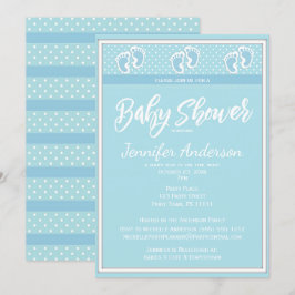 Baby Blue Boy Footprint Baby Dusche Einladung