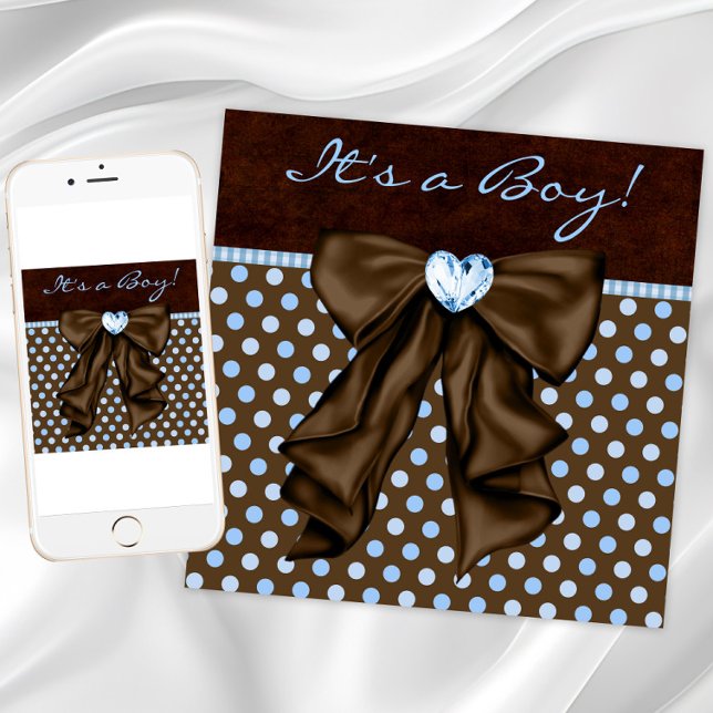 Baby Blue Brown Baby Boy Dusche Einladung (Baby Blue Brown Baby Shower Invitation. Instant download and printed invitations available.)