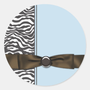 Baby Blue Brown Zebra Gastgeschenk Runder Aufkleber