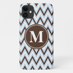 Baby Blue Brown Zickzack mit Monogram Case-Mate iPhone Hülle