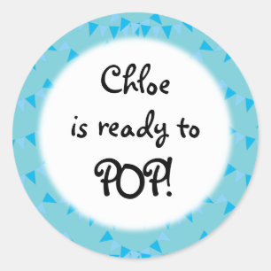 Baby Blue Bunting bereit zum Platzen! Babyparty Runder Aufkleber