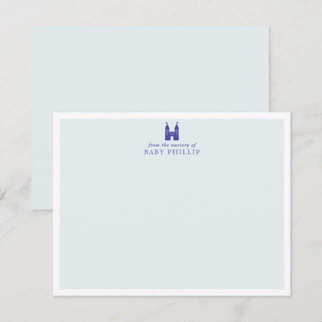 Baby Blue Castle Nursery Note Card Mitteilungskarte (Vorne/Hinten)
