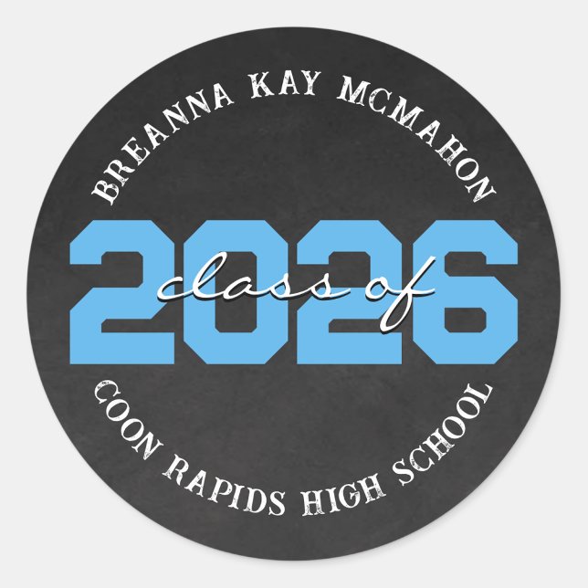 Baby Blue Chalkboard Class Abschluss Stickers (Matching Envelopes, Return Address Labels & Envelope Seals)
