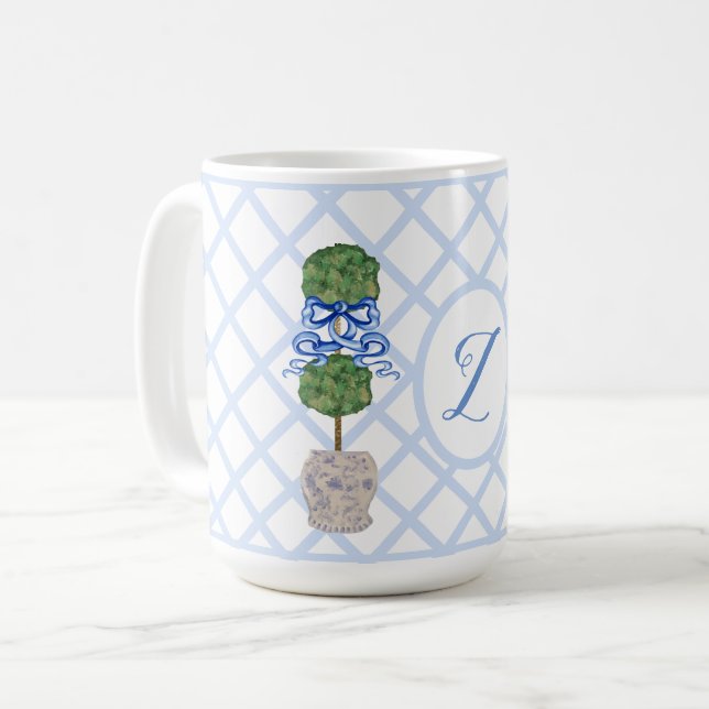 Baby Blue Chinoiserie Ginger Jars Topiary  Kaffeetasse (Vorderseite Links)