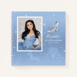 Baby Blue Cinderella Quinceanera Foto Gästebuch Notizbuch