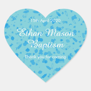 Baby Blue Confetti Taufe Christening Favor Herz-Aufkleber