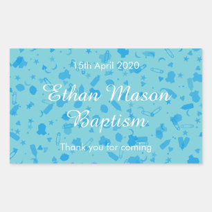 Baby Blue Confetti Taufe Christening Favor Rechteckiger Aufkleber