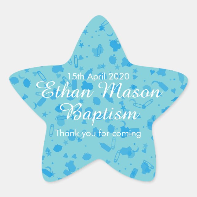 Baby Blue Confetti Taufe Christening Favor Stern-Aufkleber (Vorderseite)