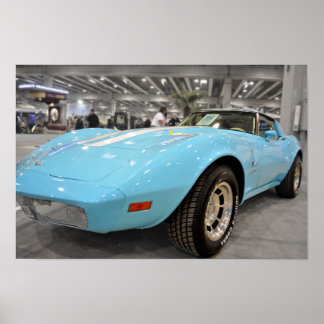 Baby Blue Corvette Poster