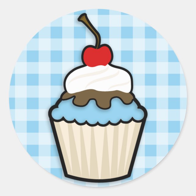 Baby Blue Cupcake Runder Aufkleber (Vorderseite)