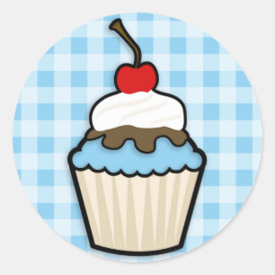 Baby Blue Cupcake Runder Aufkleber