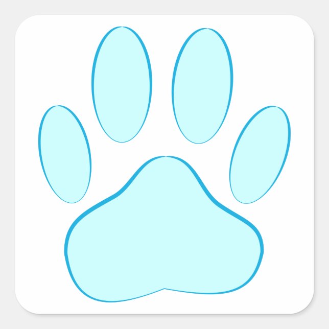 Baby Blue Dog Pawprint Quadratischer Aufkleber (Vorderseite)