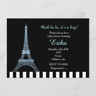 Baby Blue Eiffelturm Paris Junge Baby Shower Einla Einladung
