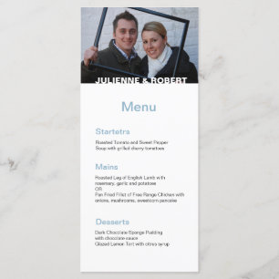 Baby Blue Elegant Modern Photo Mariage Menu