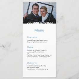 Baby Blue Elegante Modernes Foto Hochzeitsmenü Menükarte