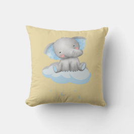 Baby Blue Elephant auf gelbem Kissen