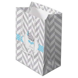 Baby Blue Elephant Design - Baby Boy Shower Mittlere Geschenktüte