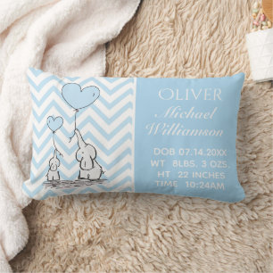 Baby Blue Elephant Personalisiert Baby Boy Birth L Lendenkissen