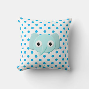 Baby Blue Elephant Polka Dots Kissen