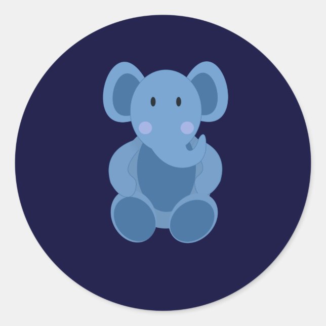 Baby: Blue Elephant Stuffspielzeug-Aufkleber Runder Aufkleber (Vorderseite)