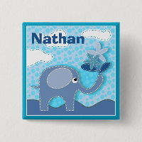 Baby Blue Elephant und Blume Personalisiert Kinder