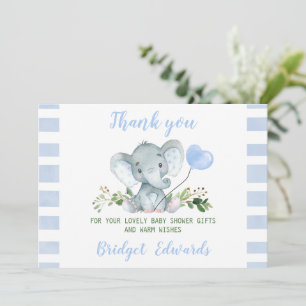 Baby Blue Elephant Vielen Dank Baby Shower Card Einladung