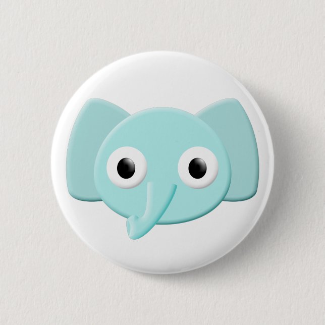 Baby Blue Elephant Zeichnend Button (Vorderseite)