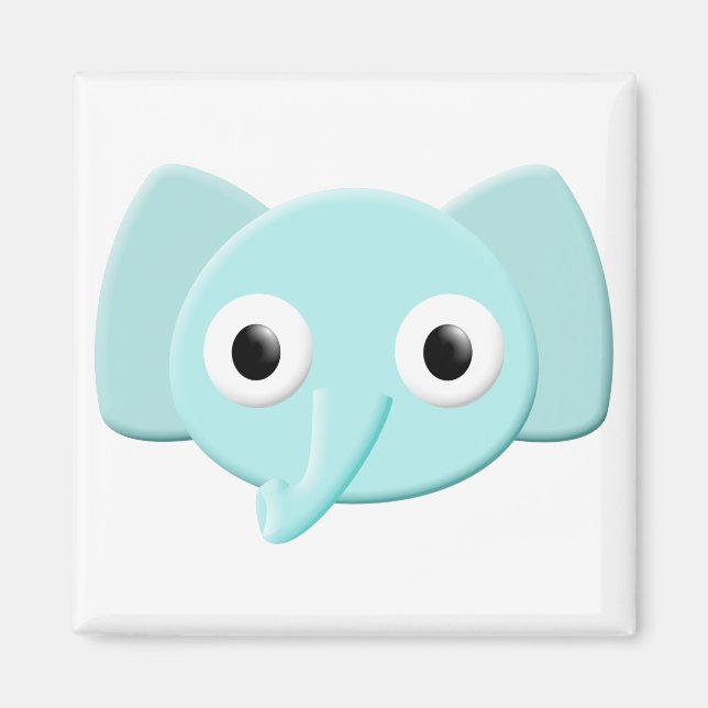 Baby Blue Elephant Zeichnend Magnet (Vorne)