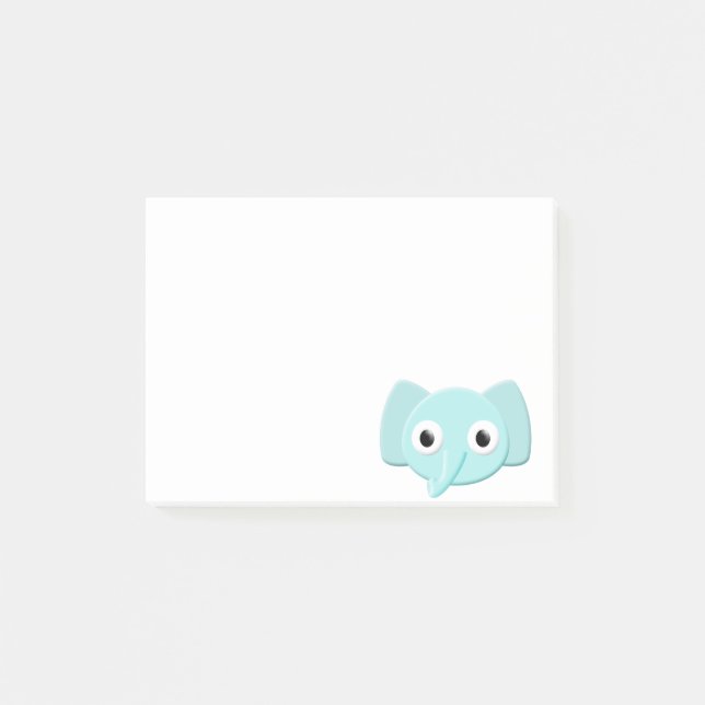 Baby Blue Elephant Zeichnend Post-it Klebezettel (Vorderseite)