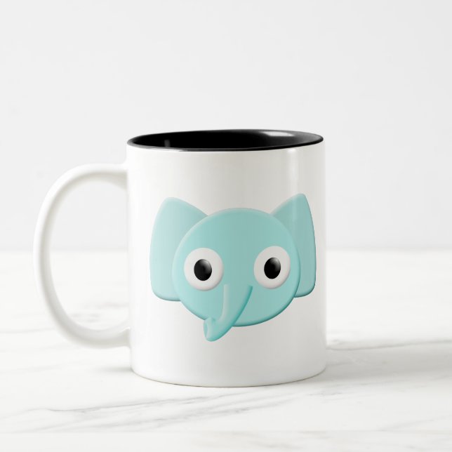 Baby Blue Elephant Zeichnend Zweifarbige Tasse (Links)